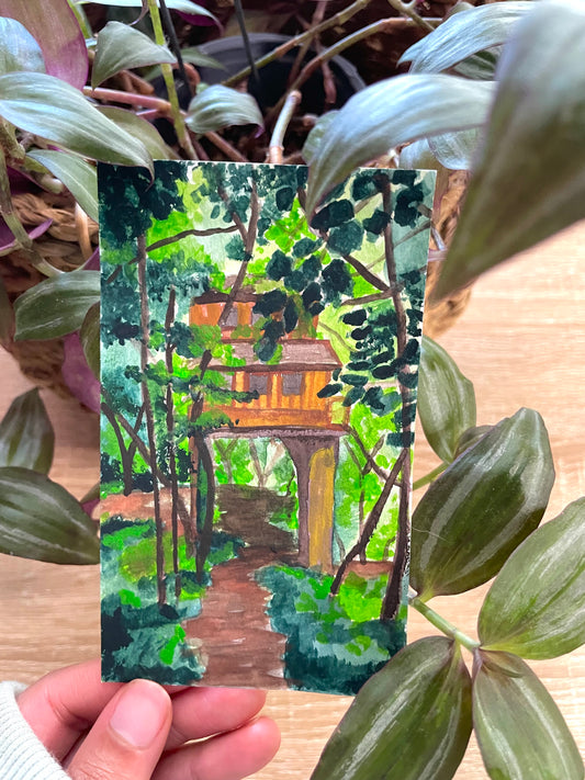 Treehouse Gouache Painting on paper