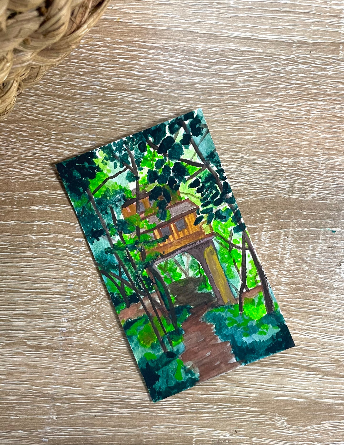 Treehouse Gouache Painting on paper