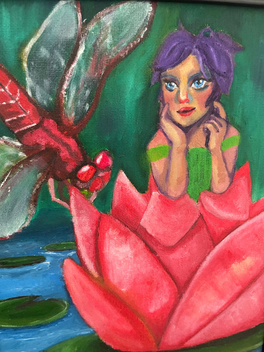 "Lilly’s Lily pad" Fantasy Oil Painting