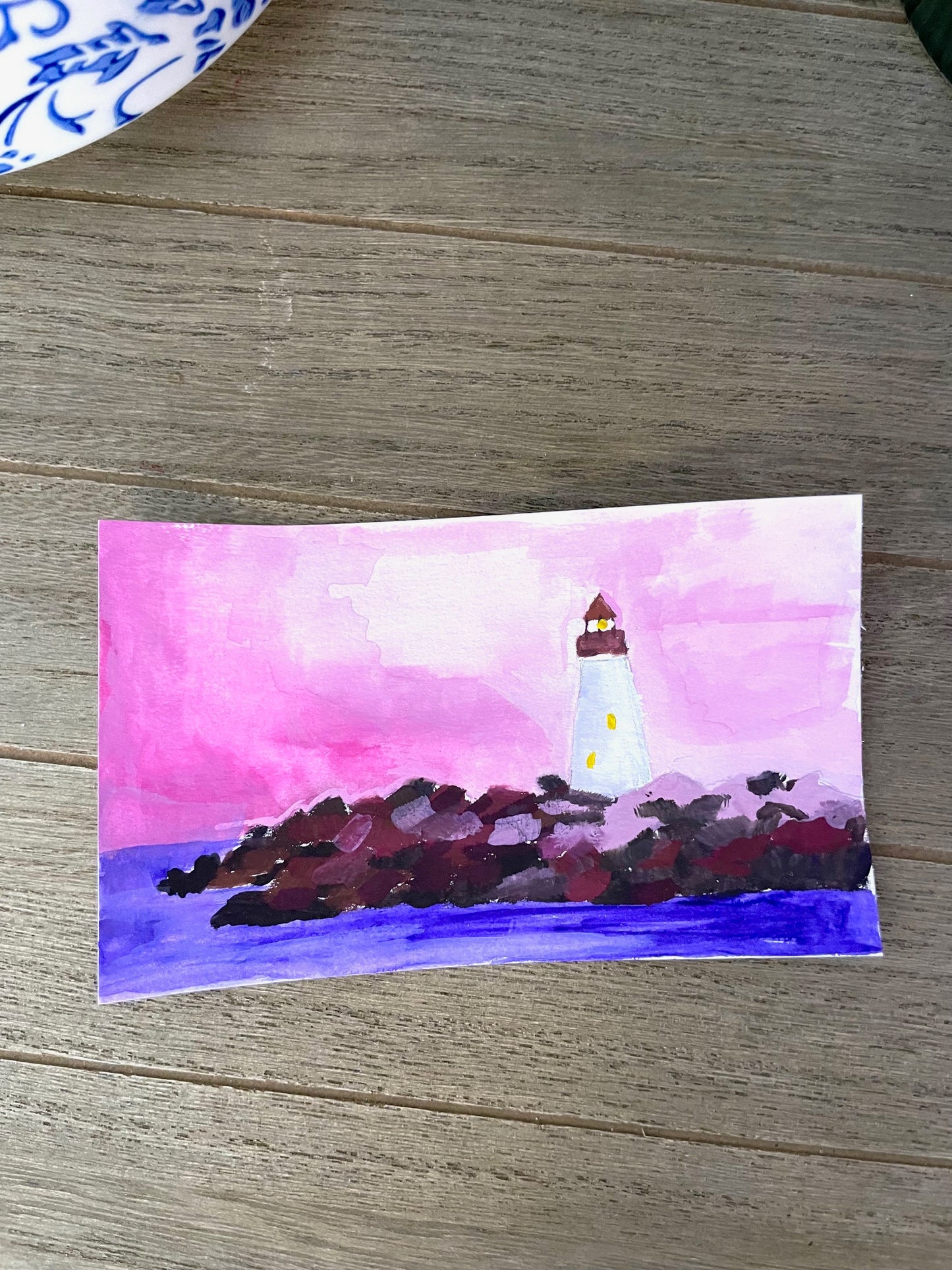“Lighthouse” gouache painting