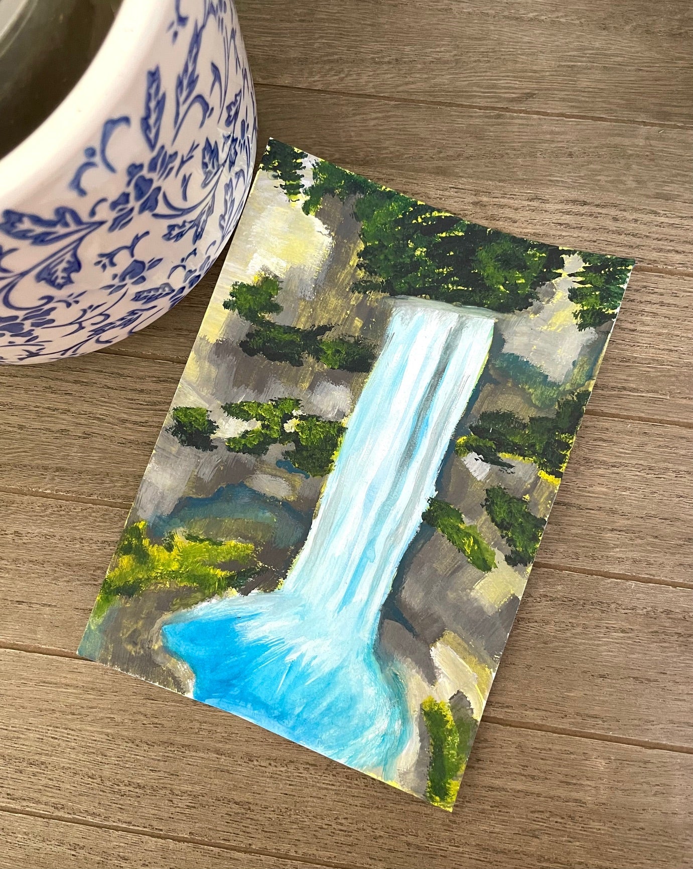 "As Water Falls" Gouache Painting