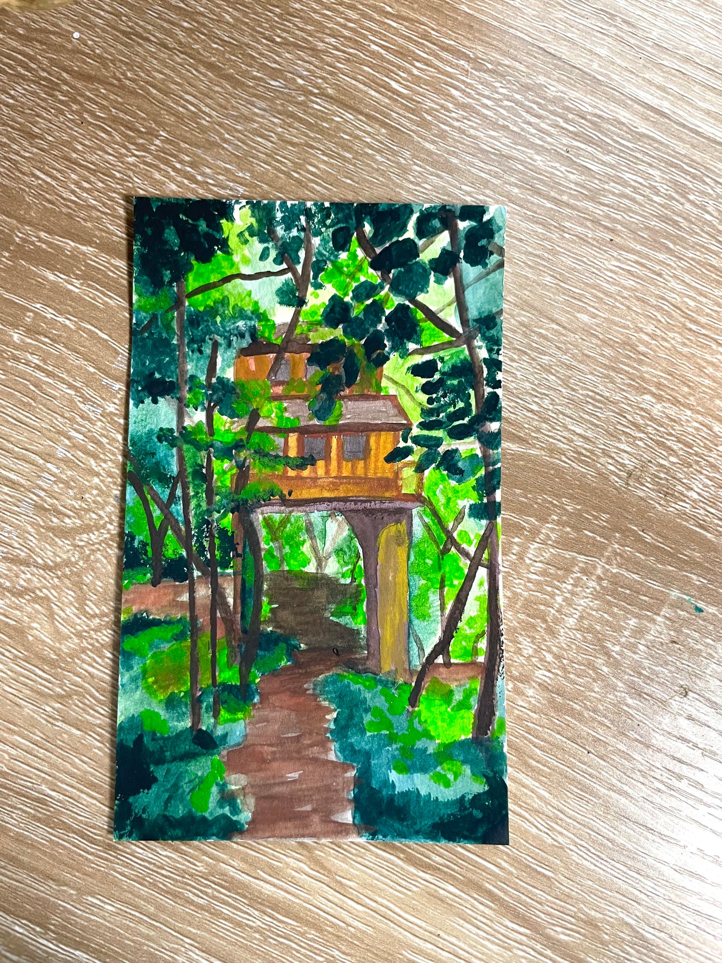Treehouse Gouache Painting on paper