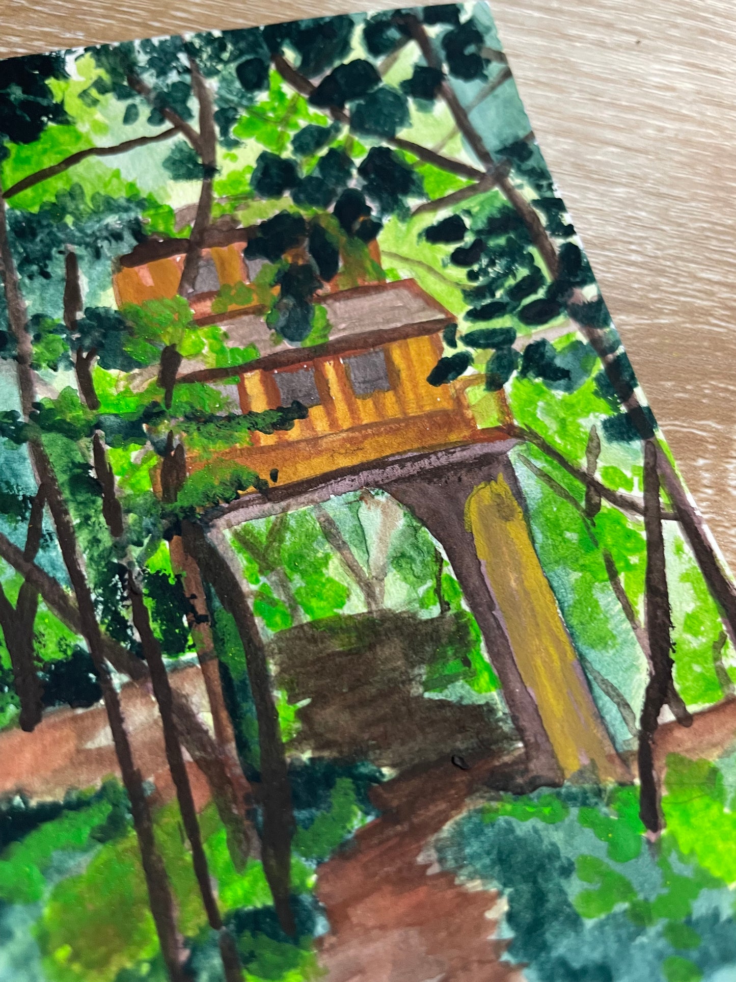 Treehouse Gouache Painting on paper