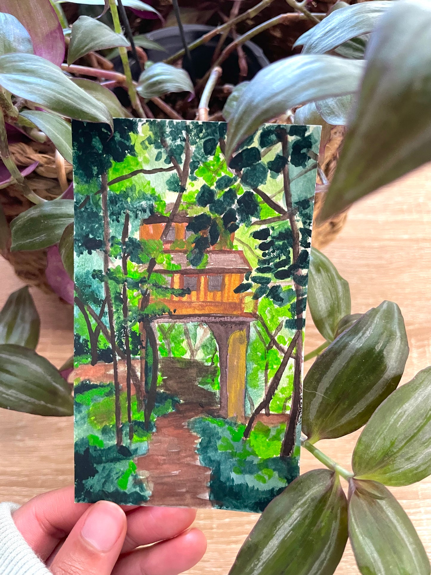 Treehouse Gouache Painting on paper