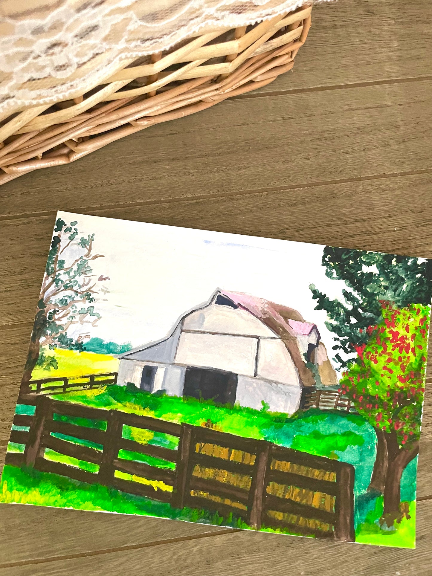 Barn gouache painting